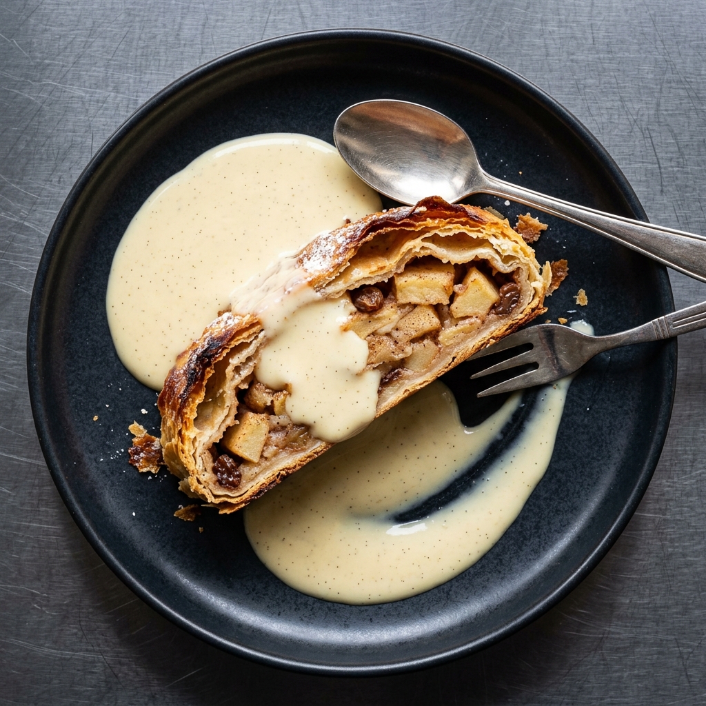 Apfelstrudel mit Vanillesauce – Dessert