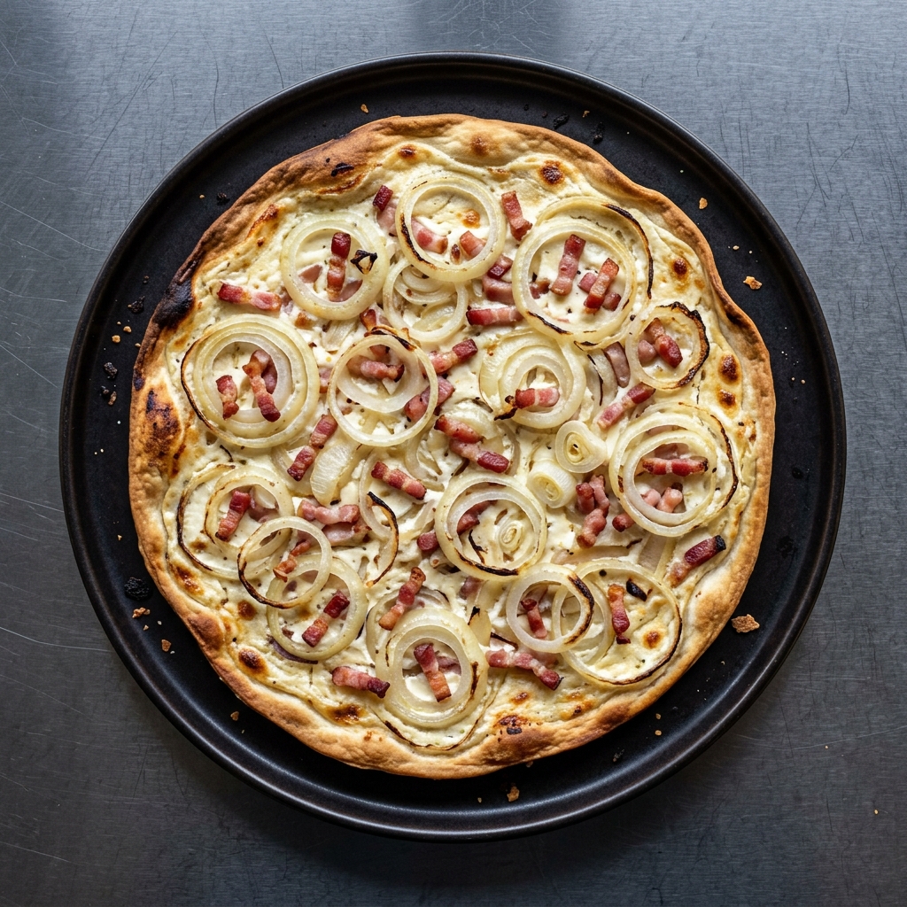 Flammkuchen mit Zwiebeln & Speck – Vorspeise