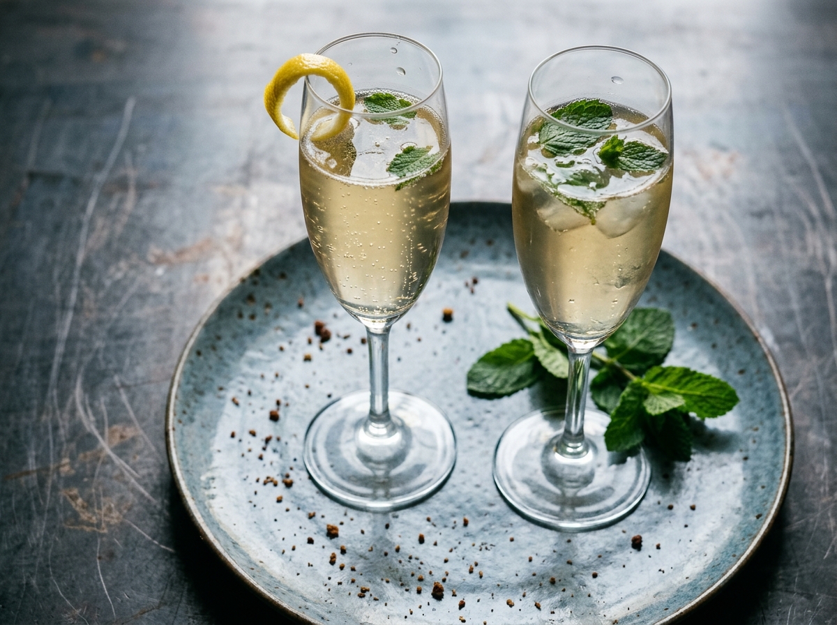 Holunderblüten-Sekt mit Minze – Getränk