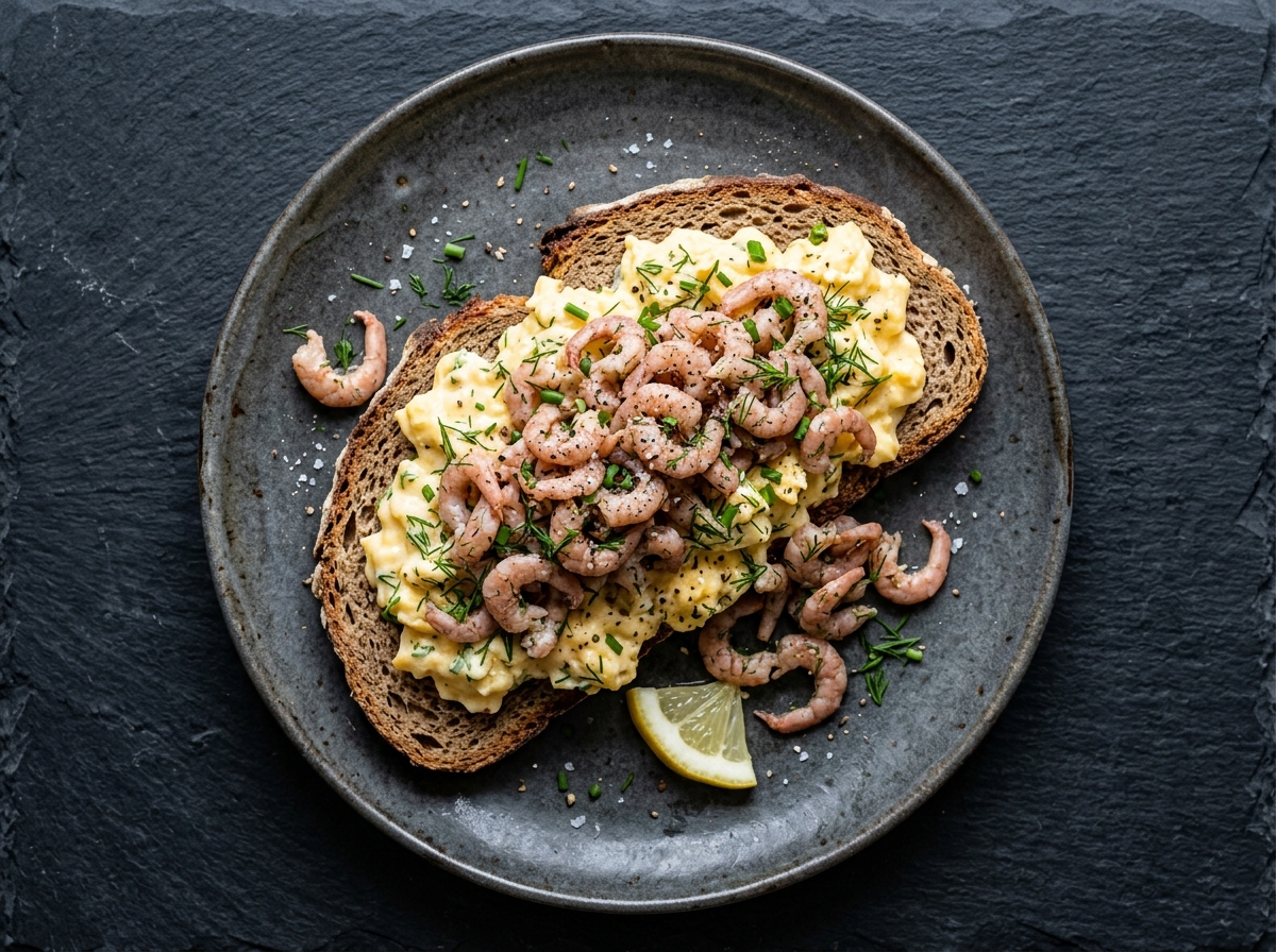 Krabbenbrot mit Rührei – Vorspeise