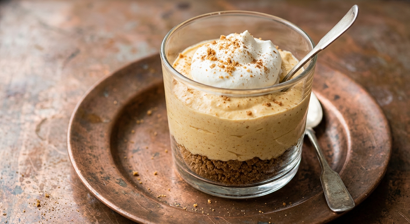 Kürbis-Cheesecake im Glas mit Spekulatius-Boden – Dessert